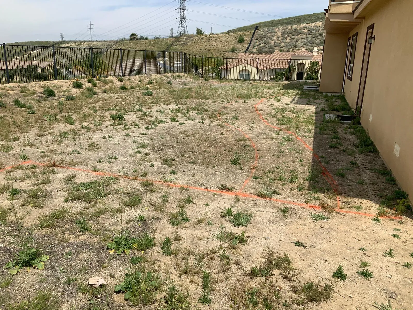Bare dirt to a finished yard, during the build