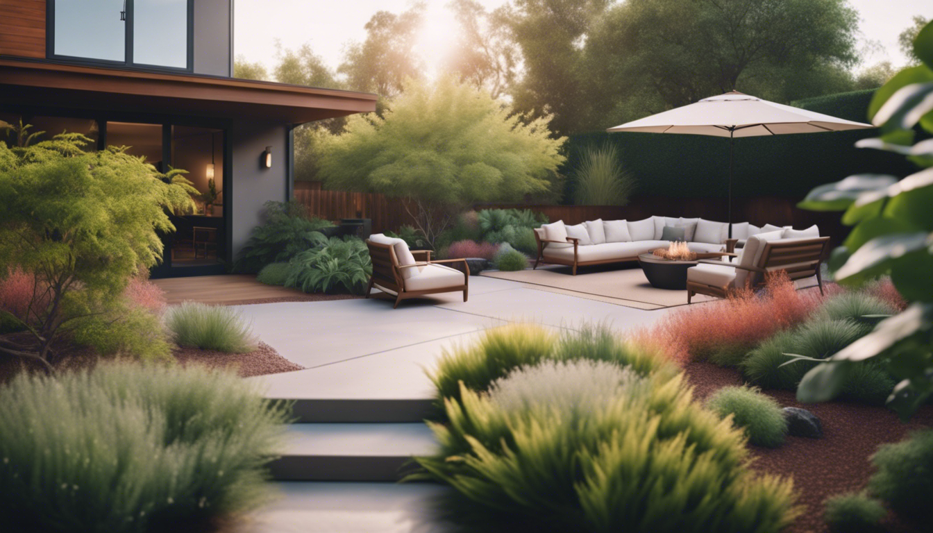 Patio with native plants and lush greenery