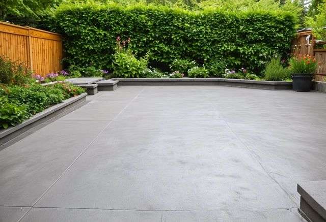 Freshly paved concrete patio